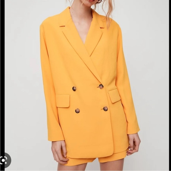 Wilfred Cherrelle Blazer Jacket Yellow Double Breasted Oversized Size Large - Picture 11 of 11